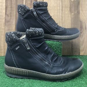 SPRING STEP Women's Size EU 42  Black Leather Gaspare Ruched Ankle Bootie